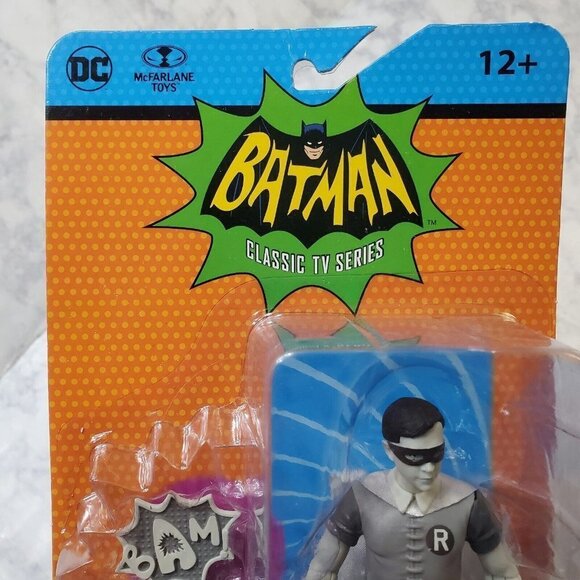 Mcfarlane Batman DC Retro 66 Classics TV Series W5 Robin Black & White 6" Figure - Picture 8 of 11